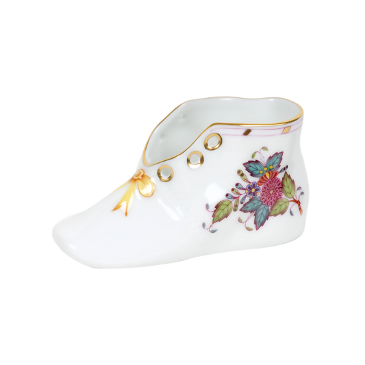 Herend Chinese Bouquet Multicolor Baby Shoe | 4.5x2.75in