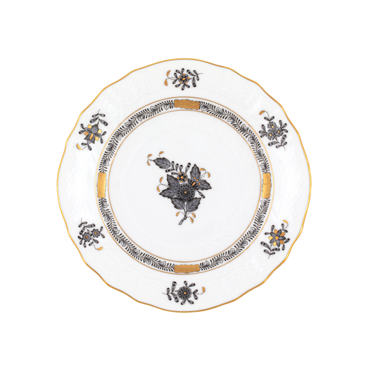 Herend Chinese Bouquet Black Bread + Butter Plate | 6in