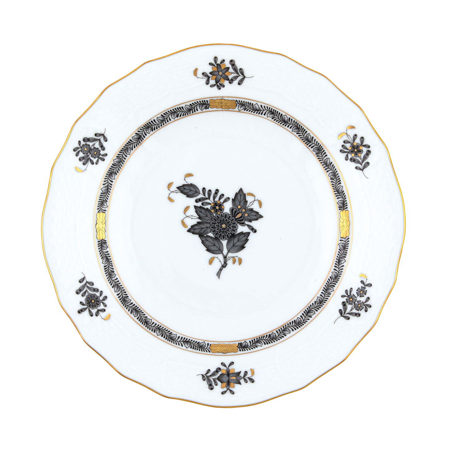 Herend Chinese Bouquet Black Dessert Plate | 8.25in