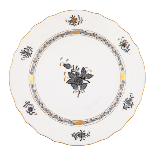 Herend Chinese Bouquet Black Dinner Plate | 10.5in
