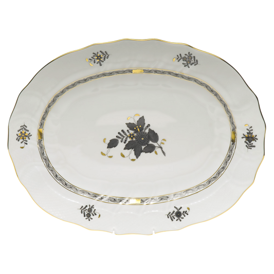 Herend Chinese Bouquet Black Platter | 17x12.5in