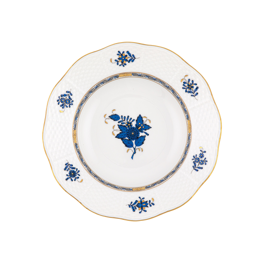 Herend Chinese Bouquet Black Sapphire Rim Soup Plate | 8in