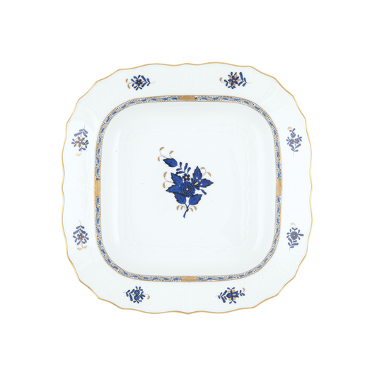 Herend Chinese Bouquet Black Sapphire Square Fruit Dish | 11in