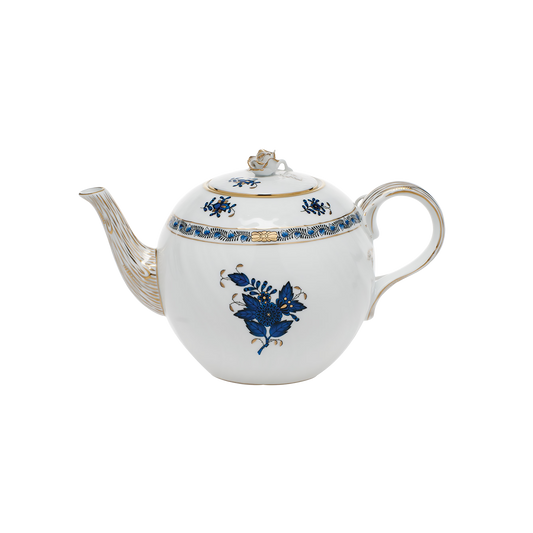 Herend Chinese Bouquet Black Sapphire Teapot with Rose | 36oz