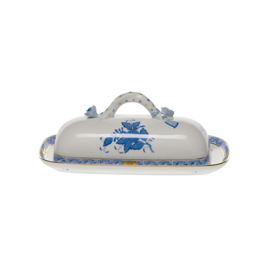 Herend Chinese Bouquet Blue Butter Dish with Branch | 8.5in