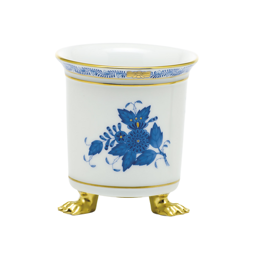 Herend Chinese Bouquet Blue Mini Cachepot with Feet | 3.75x4in