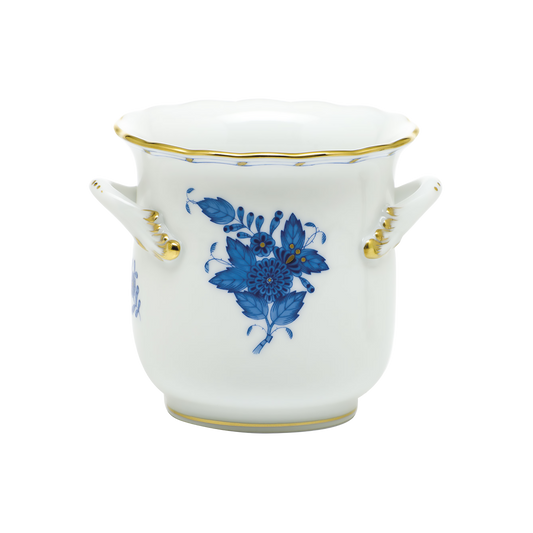 Herend Chinese Bouquet Blue Mini Cachepot with Handles | 4.75x3.75in