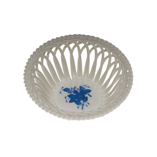 Herend Chinese Bouquet Blue Openwork Basket | 4.5in