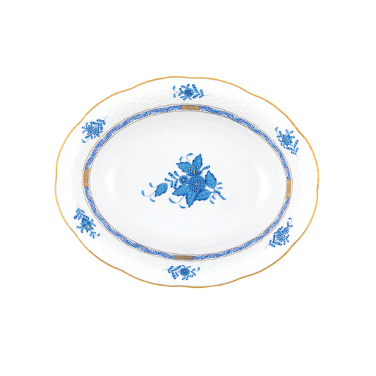 Herend Chinese Bouquet Blue Oval Vegetable Dish | 10x8in