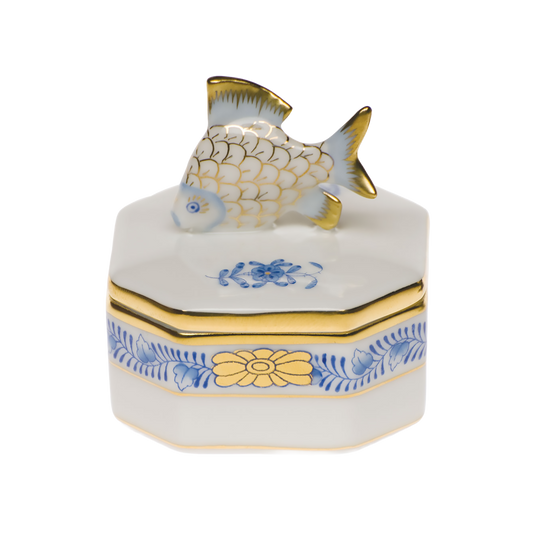 Herend Chinese Bouquet Blue Petite Octagonal Box | 2in