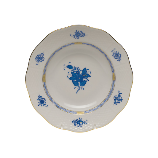 Herend Chinese Bouquet Blue Rim Soup Plate | 8in