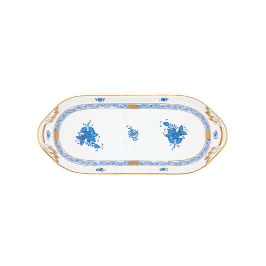 Herend Chinese Bouquet Blue Sandwich Tray | 14.5x6in