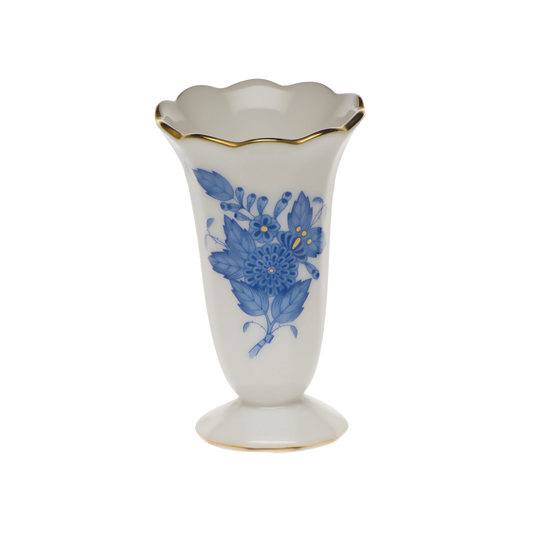 Herend Chinese Bouquet Blue Scalloped Bud Vase | 2.5in