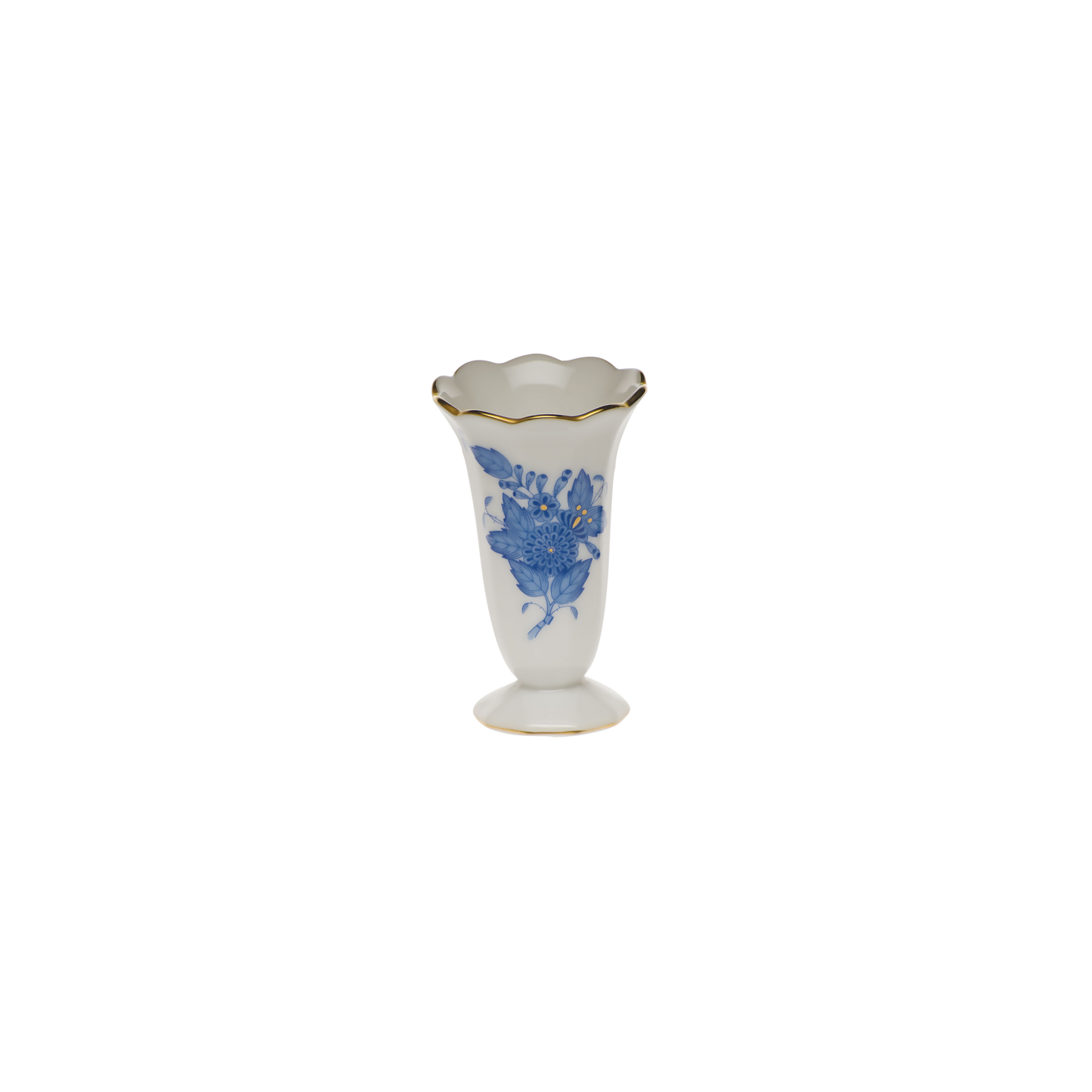 Herend Chinese Bouquet Blue Scalloped Bud Vase | 2.5in