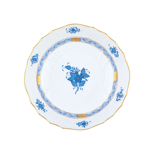 Herend Chinese Bouquet Blue Scalloped Dinner Bowl |  8x2in