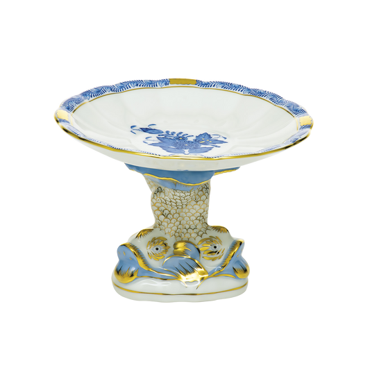 Herend Chinese Bouquet Blue Shell with Dolphin Stand | 4x6in