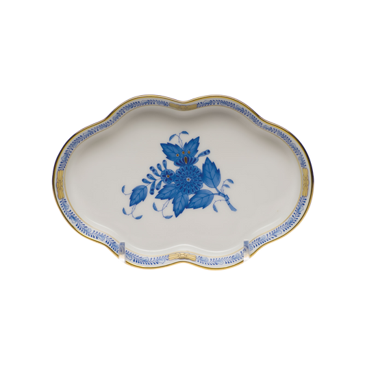 Herend Chinese Bouquet Blue Small Scalloped Tray | 5.5in
