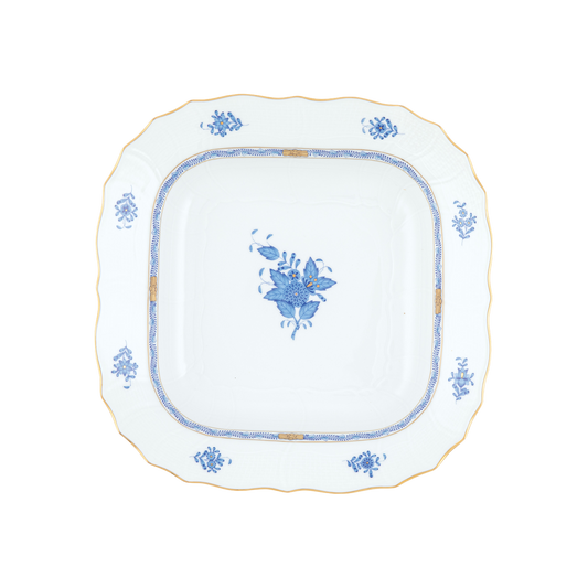 Herend Chinese Bouquet Blue Square Fruit Dish | 11in