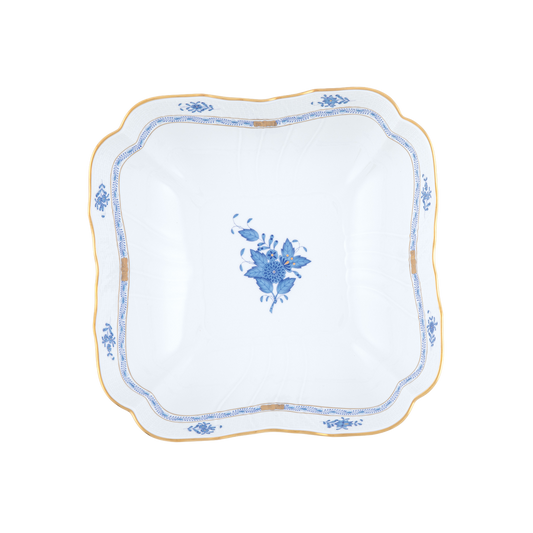 Herend Chinese Bouquet Blue Square Salad Bowl | 10in