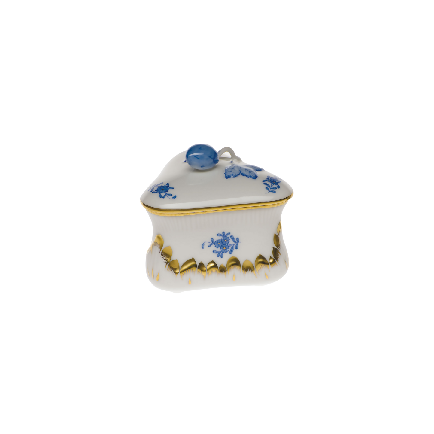 Herend Chinese Bouquet Blue Strawberry Bonbon Box | 3x3in