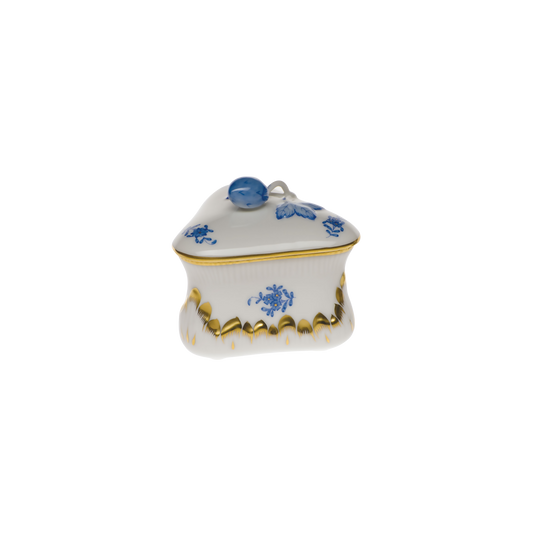 Herend Chinese Bouquet Blue Strawberry Bonbon Box | 3x3in