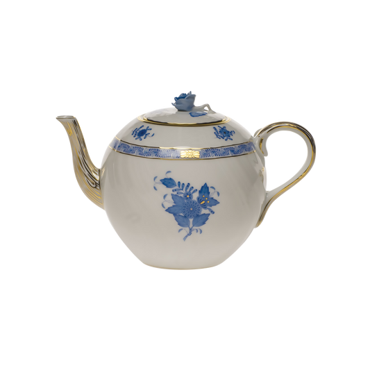 Herend Chinese Bouquet Blue Tea Pot with Rose | 36oz