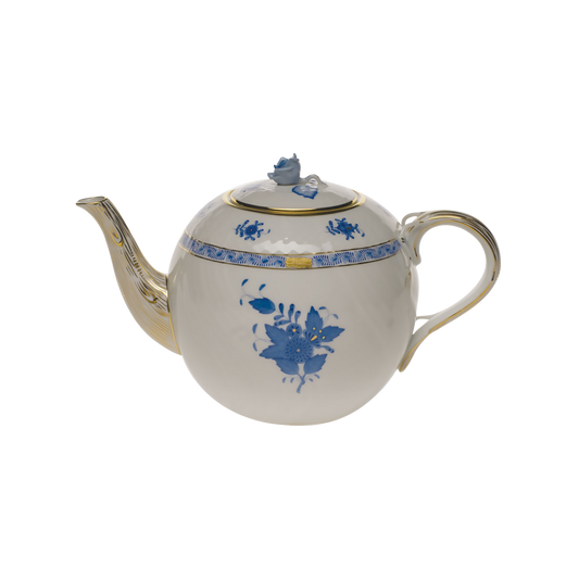 Herend Chinese Bouquet Blue Tea Pot with Rose | 60oz