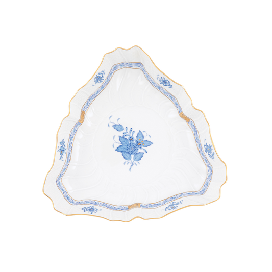 Herend Chinese Bouquet Blue Triangle Dish | 9.5in