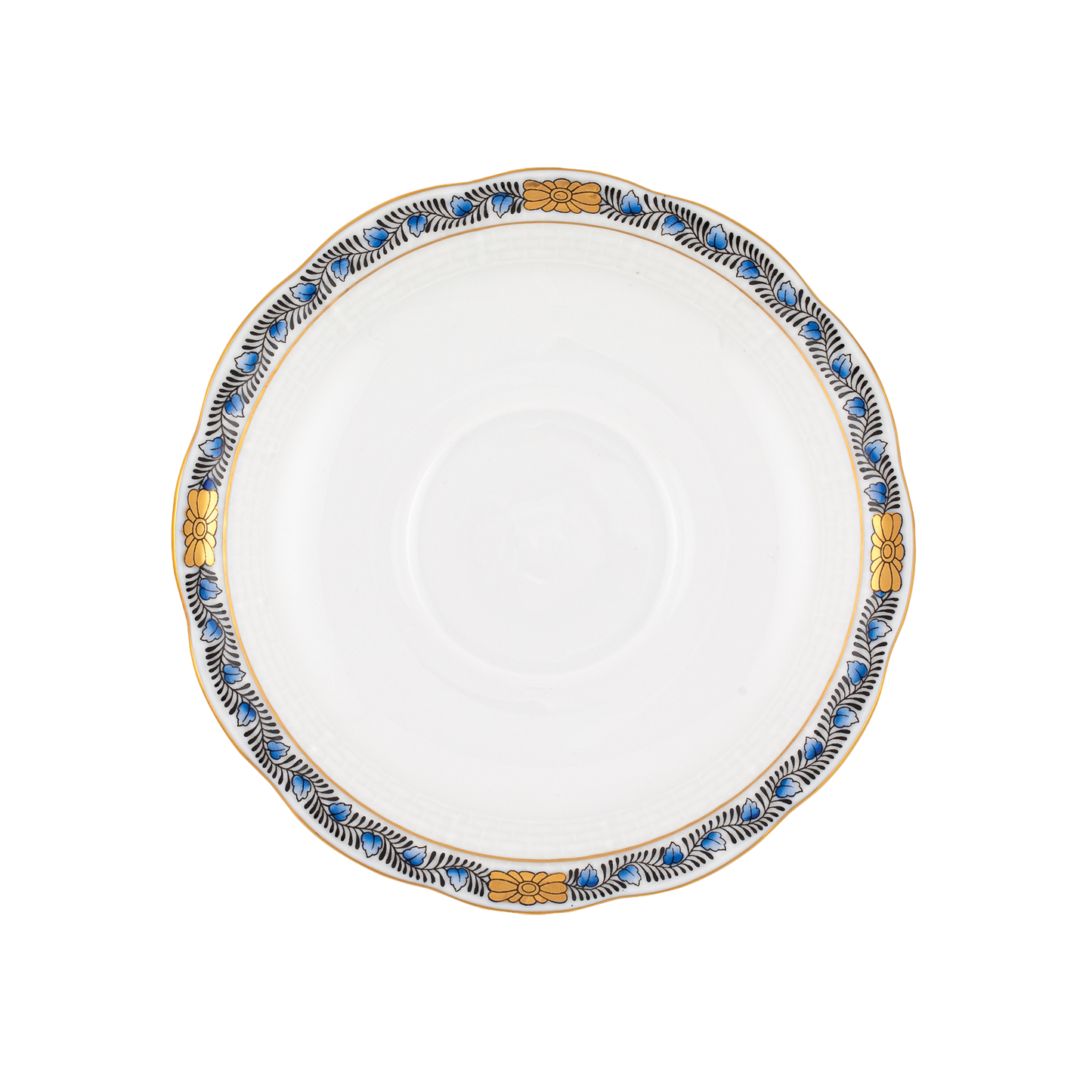 Herend Chinese Bouquet Garland Black Sapphire Tea Saucer | 6in