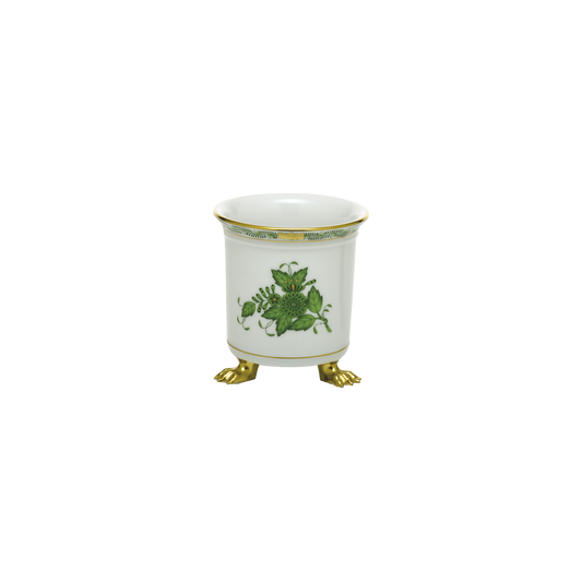 Herend Chinese Bouquet Green Mini Cachepot with Feet