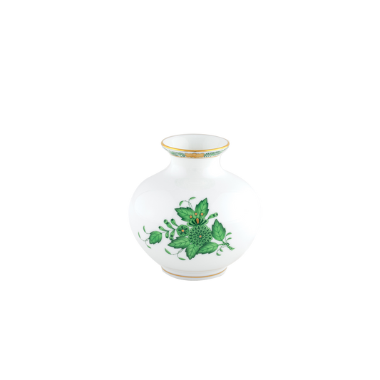 Herend Chinese Bouquet Green Round Vase | 4.5x4.5in