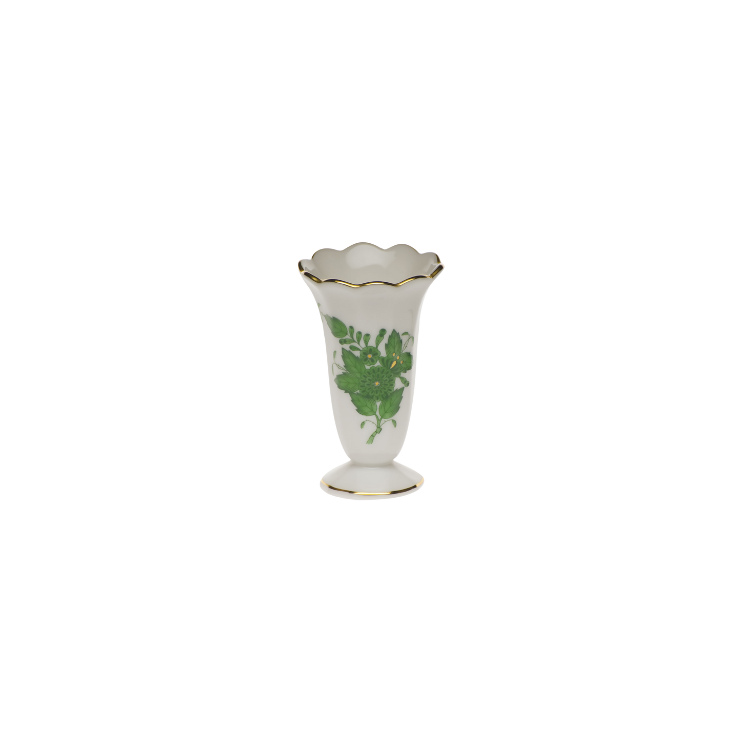 Herend Chinese Bouquet Green Scalloped Bud Vase | 2.5in