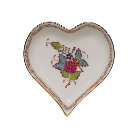 Herend Chinese Bouquet Multicolor Small Heart Tray | 4x4in