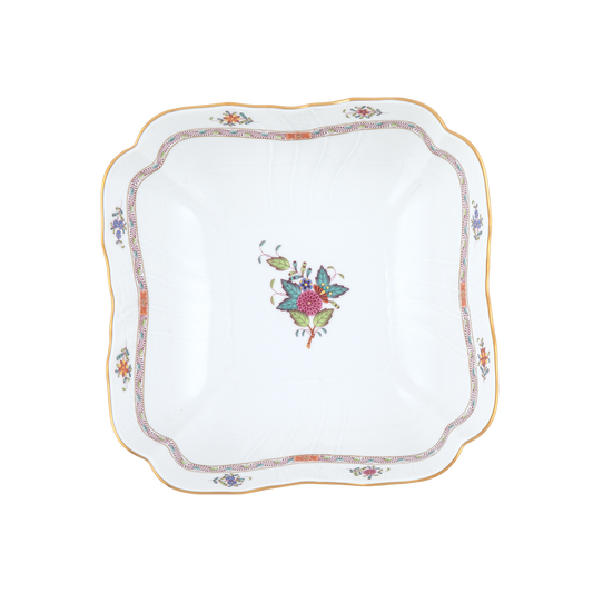 Herend Chinese Bouquet Multicolor Square Salad Bowl | 10in