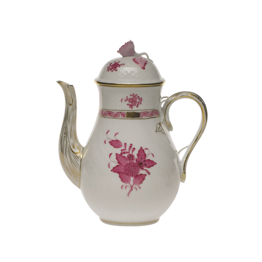 Herend Chinese Bouquet Raspberry Coffee Pot with Rose | 36oz