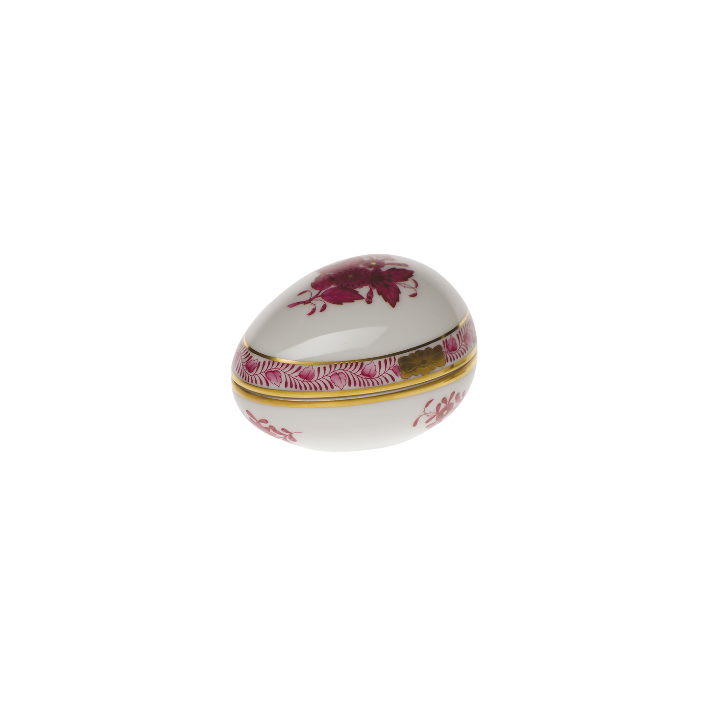 Herend Chinese Bouquet Raspberry Egg Bonbon Box | 3x3in