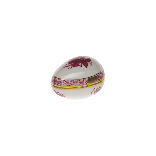 Herend Chinese Bouquet Raspberry Egg Bonbon Box | 3x3in
