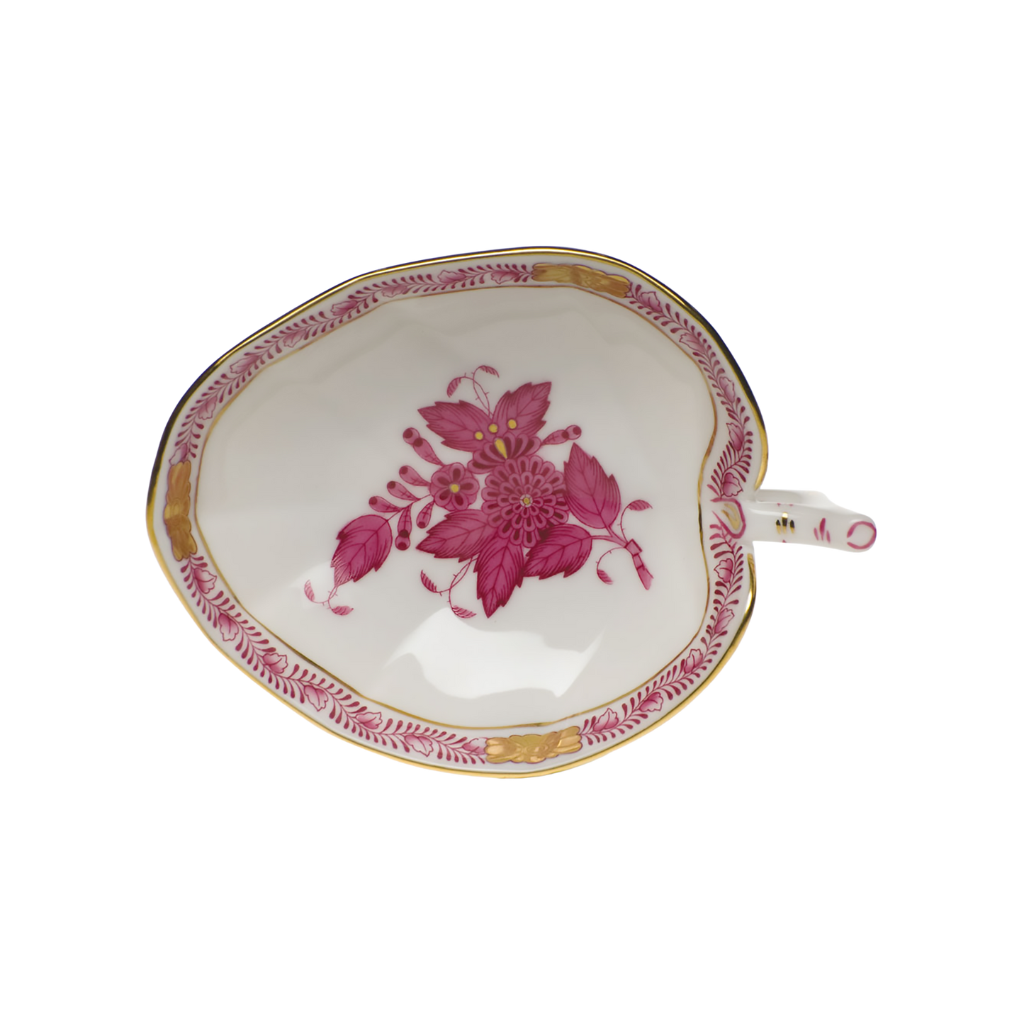 Herend Chinese Bouquet Raspberry Leaf Tray | 4.5x3in