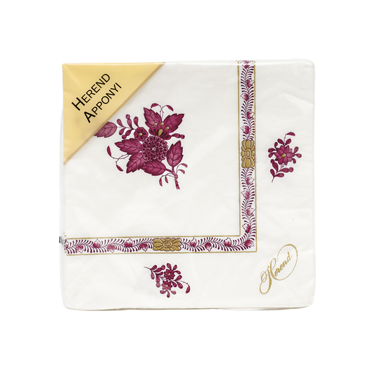 Herend Chinese Bouquet Raspberry Napkin | Package of 20in