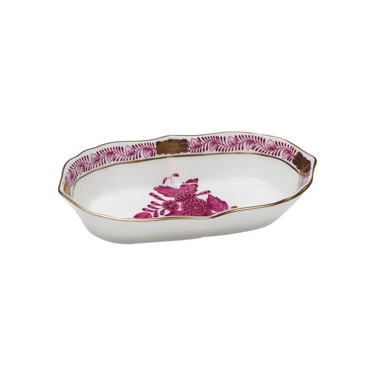 Herend Chinese Bouquet Raspberry Narrow Pin Dish | 5x1in