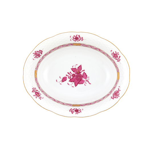 Herend Chinese Bouquet Raspberry Oval Vegetable Dish | 10x8in