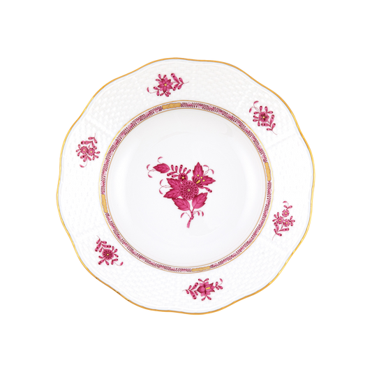 Herend Chinese Bouquet Raspberry Rim Soup Plate | 8in