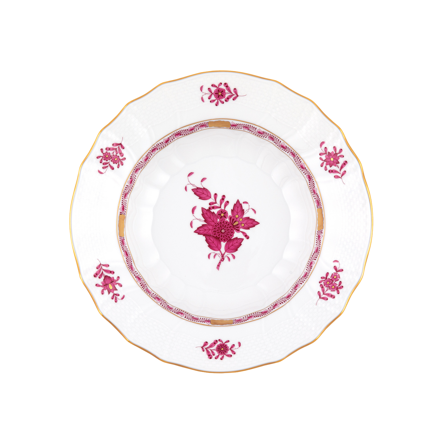 Herend Chinese Bouquet Raspberry Rim Soup | 9.5in