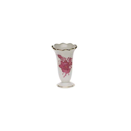 Herend Chinese Bouquet Raspberry Scalloped Bud Vase | 2.5in