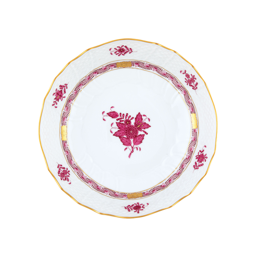 Herend Chinese Bouquet Raspberry Scalloped Dinner Bowl | 8x2in