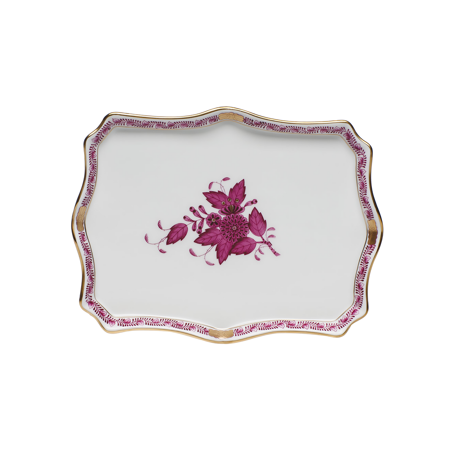 Herend Chinese Bouquet Raspberry Small Tray | 7.5x5.5in