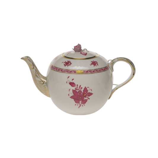 Herend Chinese Bouquet Raspberry Tea Pot with Rose | 60oz