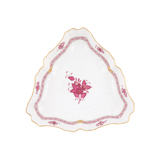 Herend Chinese Bouquet Raspberry Triangle Dish | 9.5in