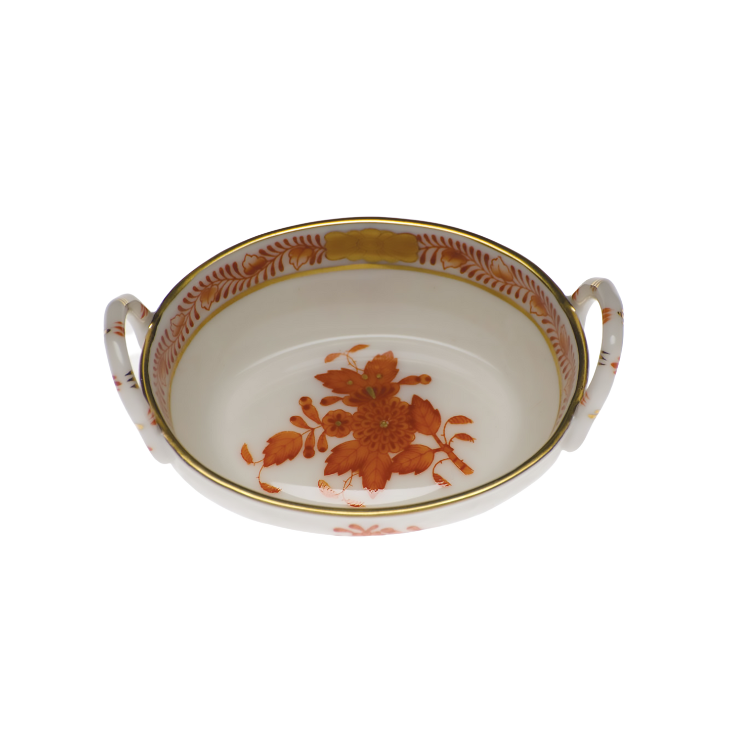 Herend Chinese Bouquet Rust Basket with Handles | 2.75in