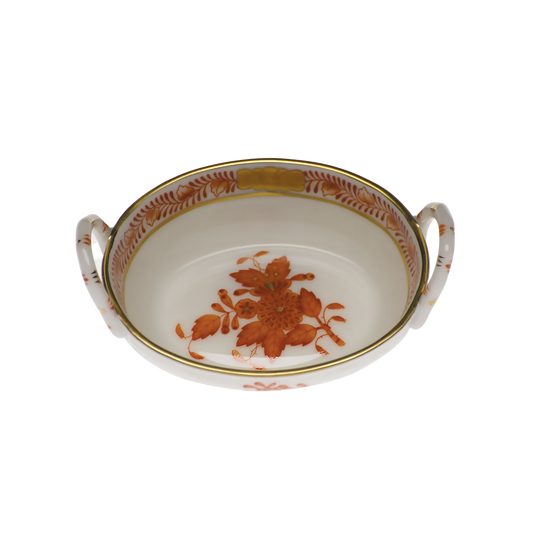 Herend Chinese Bouquet Rust Basket with Handles | 2.75in